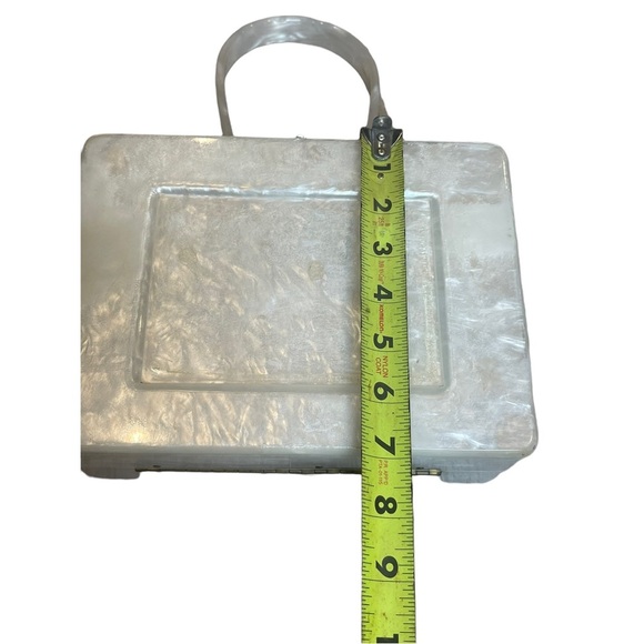 Vintage Wilardly Lucite 1950s Marbleized Pearlized Top Handle Box Purse - Picture 6 of 15
